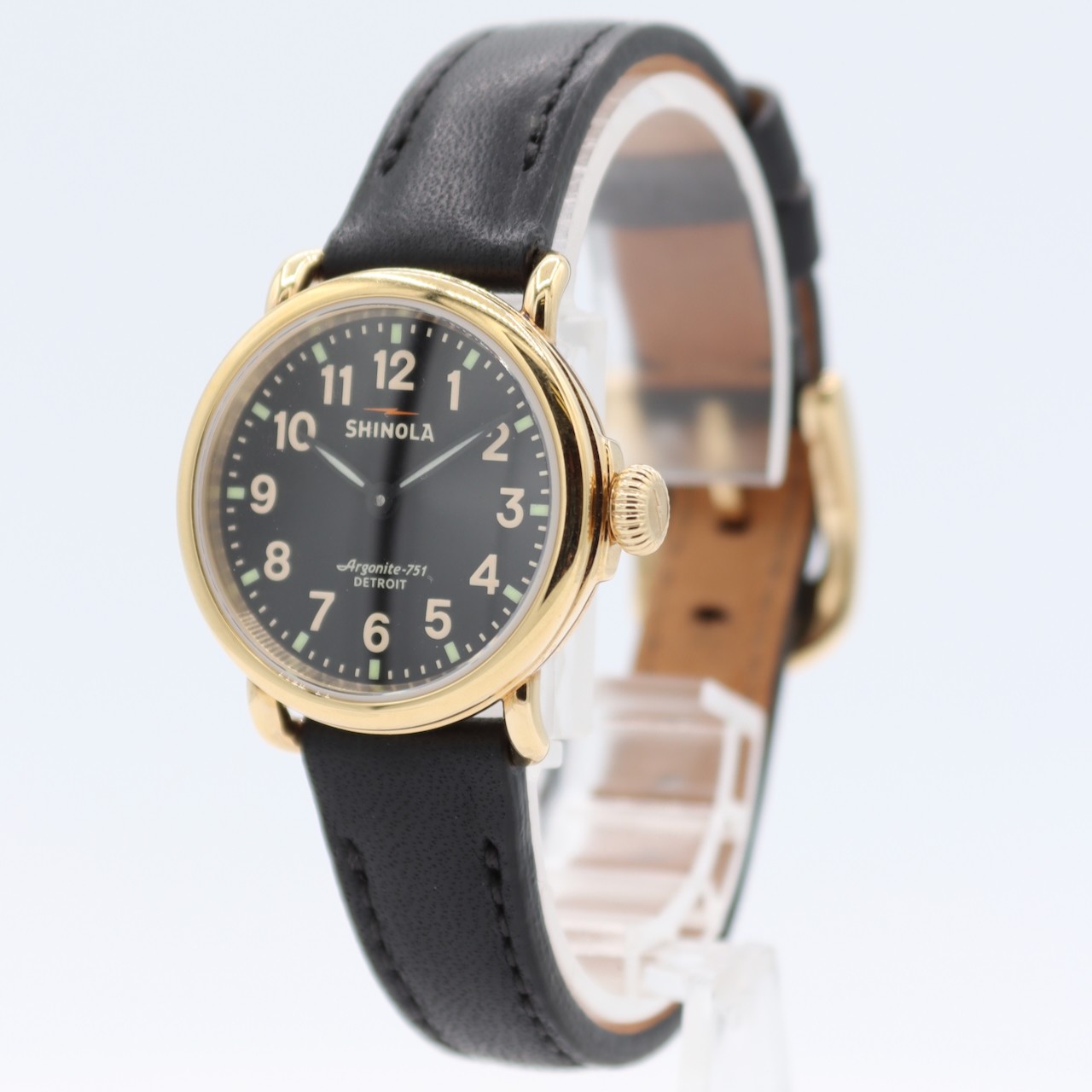 28mm Shinola Runwell Black Ladies Quartz Wristwatch Argonite-751