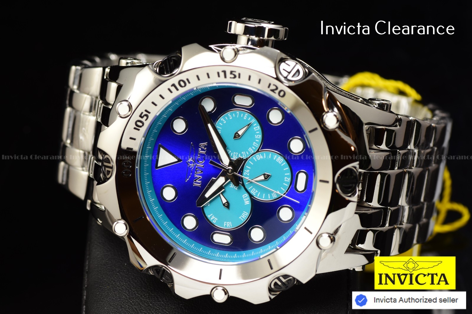 Invicta Reserve Venom FUSION Quartz Turquoise Dial Men’s High Polish SS Watch