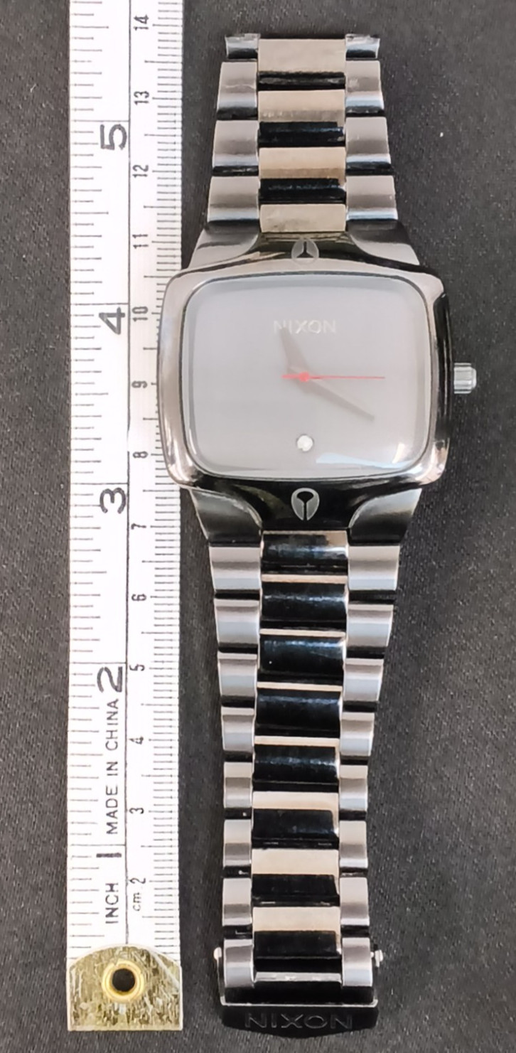 Nixon The Player Yes It’s Real Gray Steel Square Analog Quartz Mens Watch #W5173