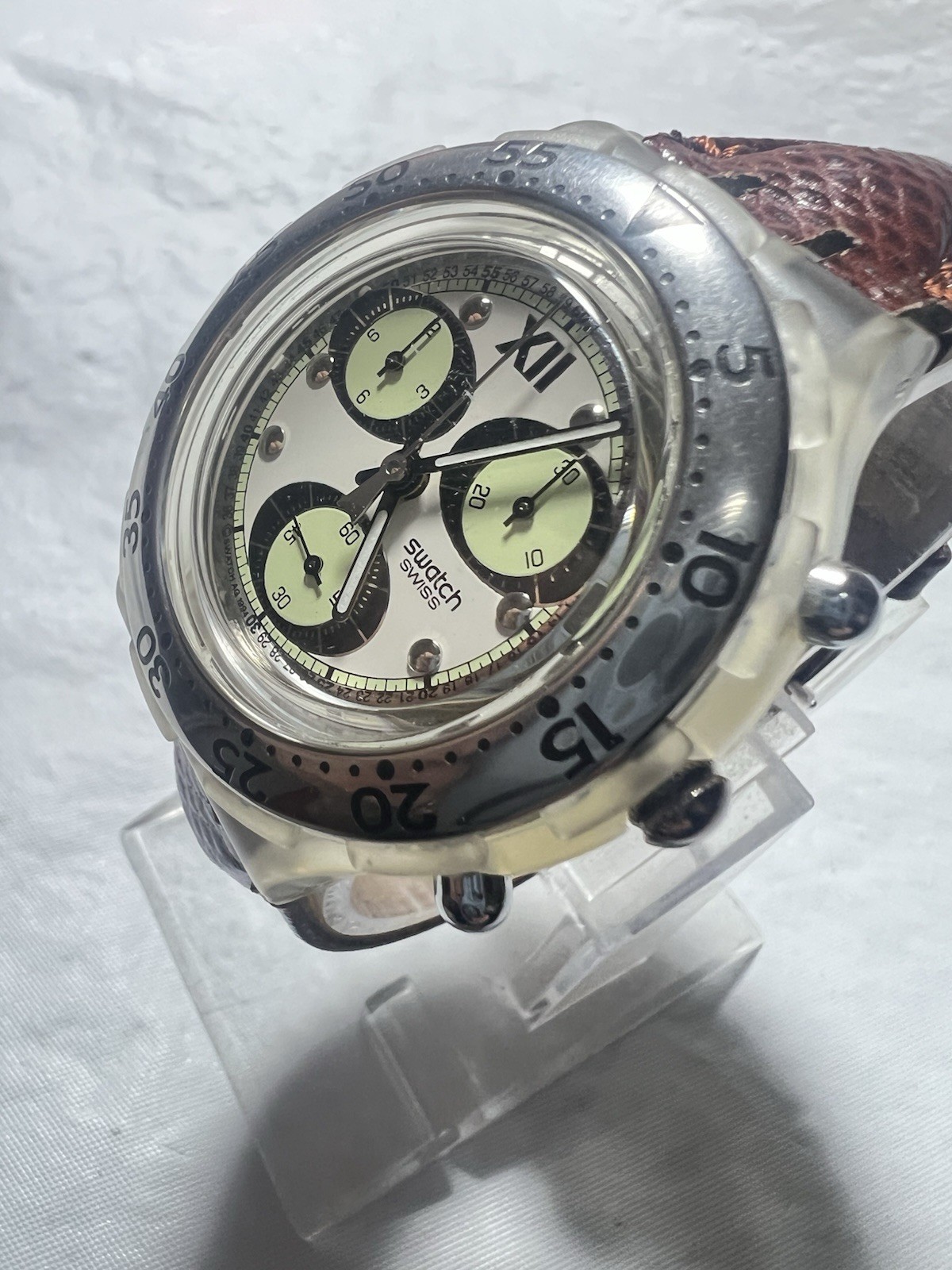 Swatch AquaChrono Watch OVERBOARD SBK105 w/ Case & Papers 1995 NOS Gents