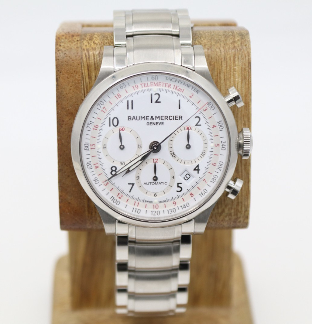 Baume & Mercier Capeland 42mm White Chrono Dial Automatic Watch W/ Box M0A10061