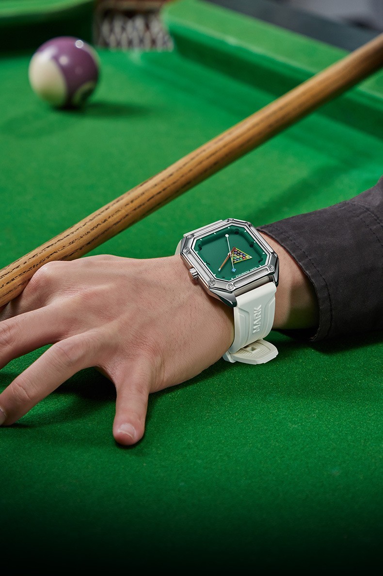 MARK FAIRWHALE Men’s Square Billiards Dial Luminous Silicone Gift Quartz Watch