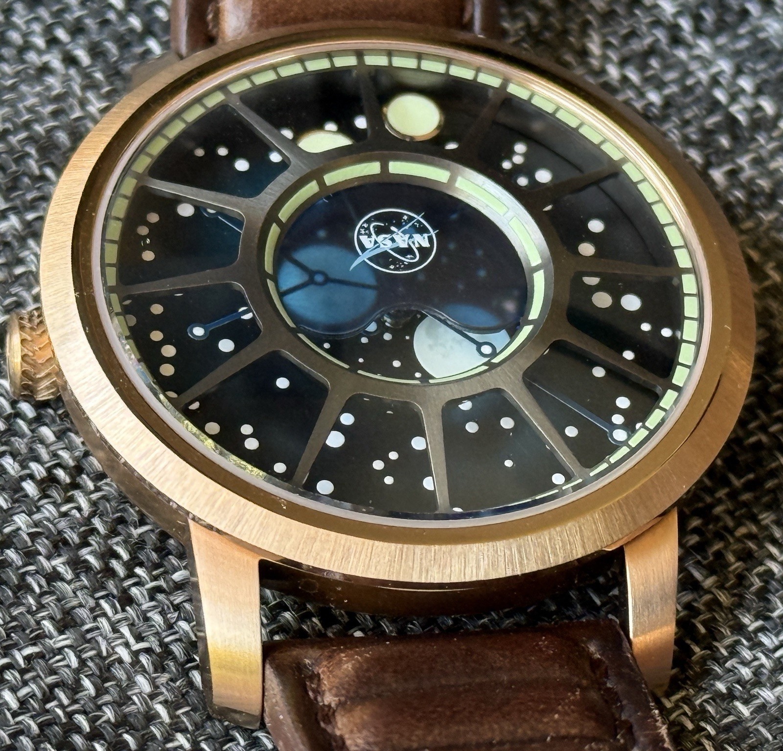Xeric NASA Apollo 15 Moonphase Helix Nebula Watch w/ Box & Papers