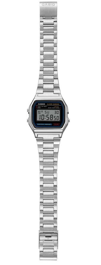 Casio A158WA-1, 7 Year Battery Classic Chronograph Watch, Alarm, Date, NEW