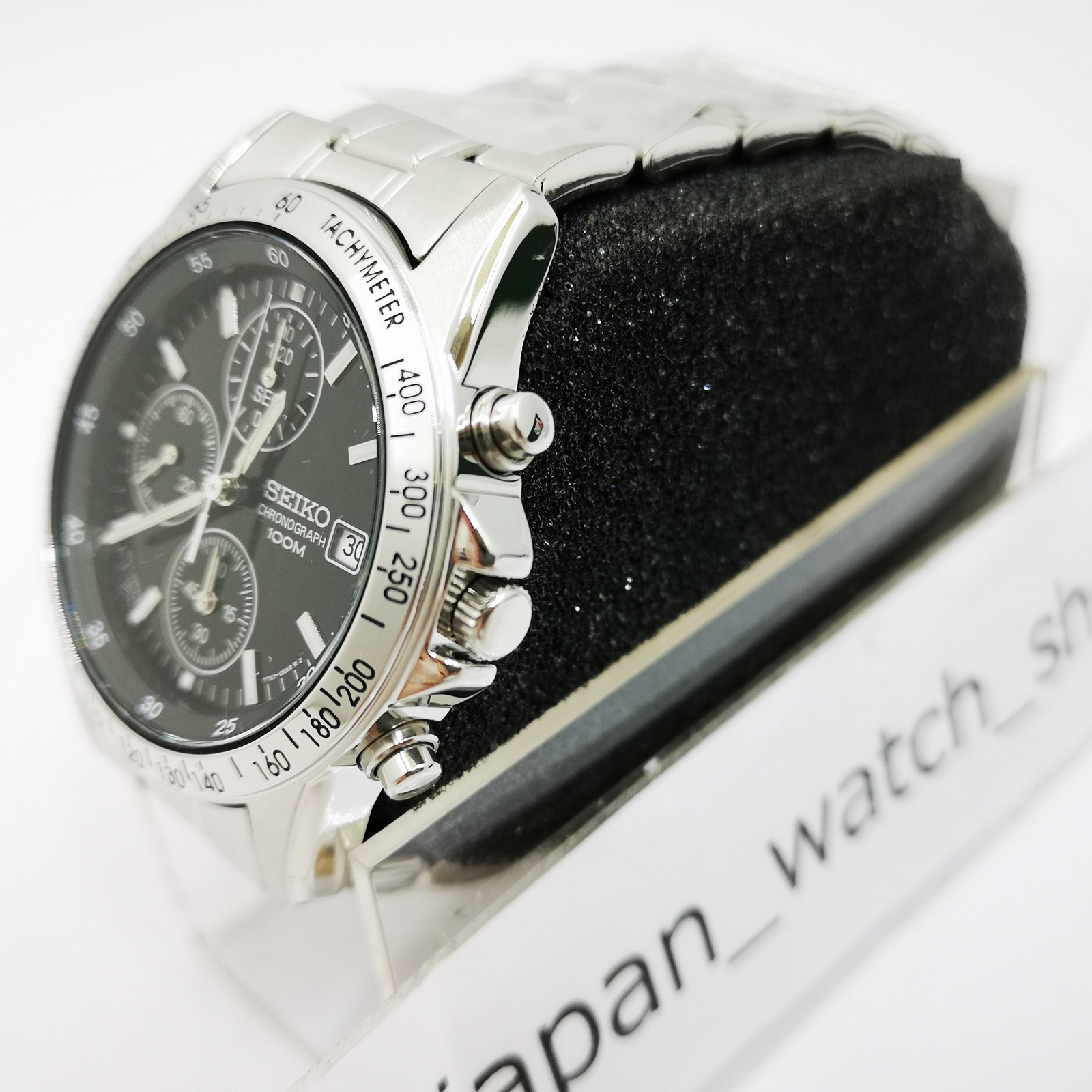 SEIKO Chronograph SND367PC Black Silver Men’s Watch New in Box