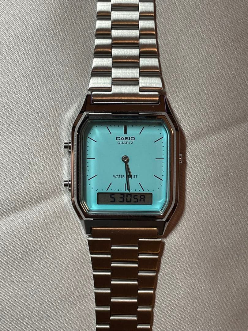 CASIO Turquoise Dial Analog Digital Quartz Wristwatch