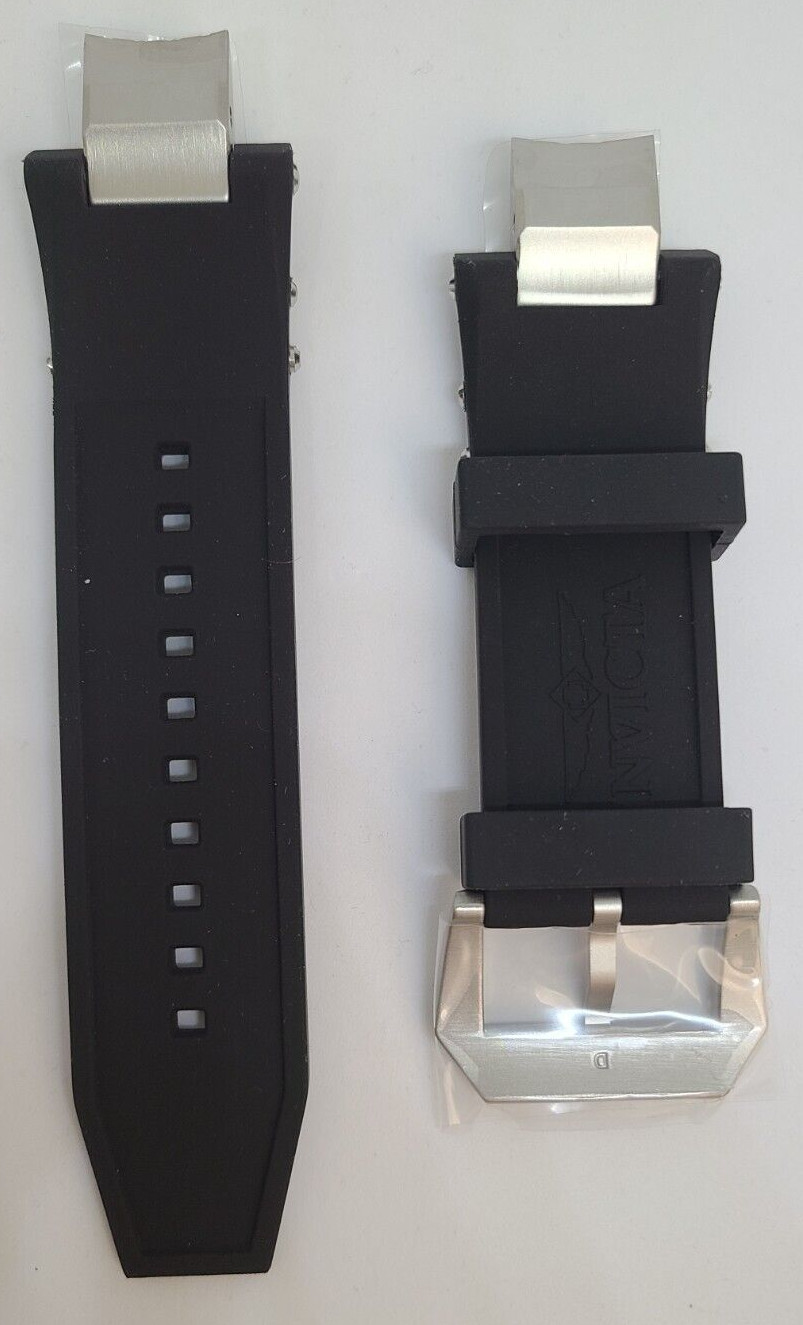 Invicta Subaqua Noma III Black Polyurethane Strap Band Silver Inserts
