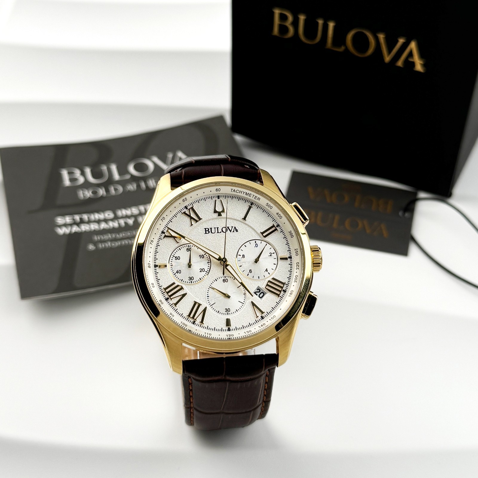 Bulova Men’s New 97B169 Classic Wilton Quartz Watch white Dial 46.5mm