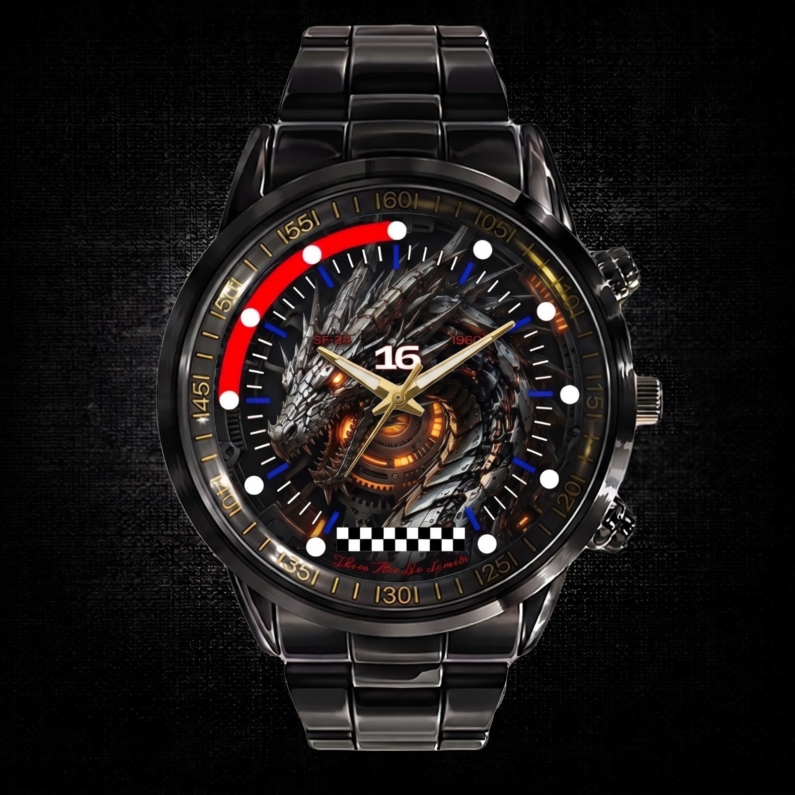Personalized Industrial Steampunk Stainless Steel Wristwatch – Custom Name