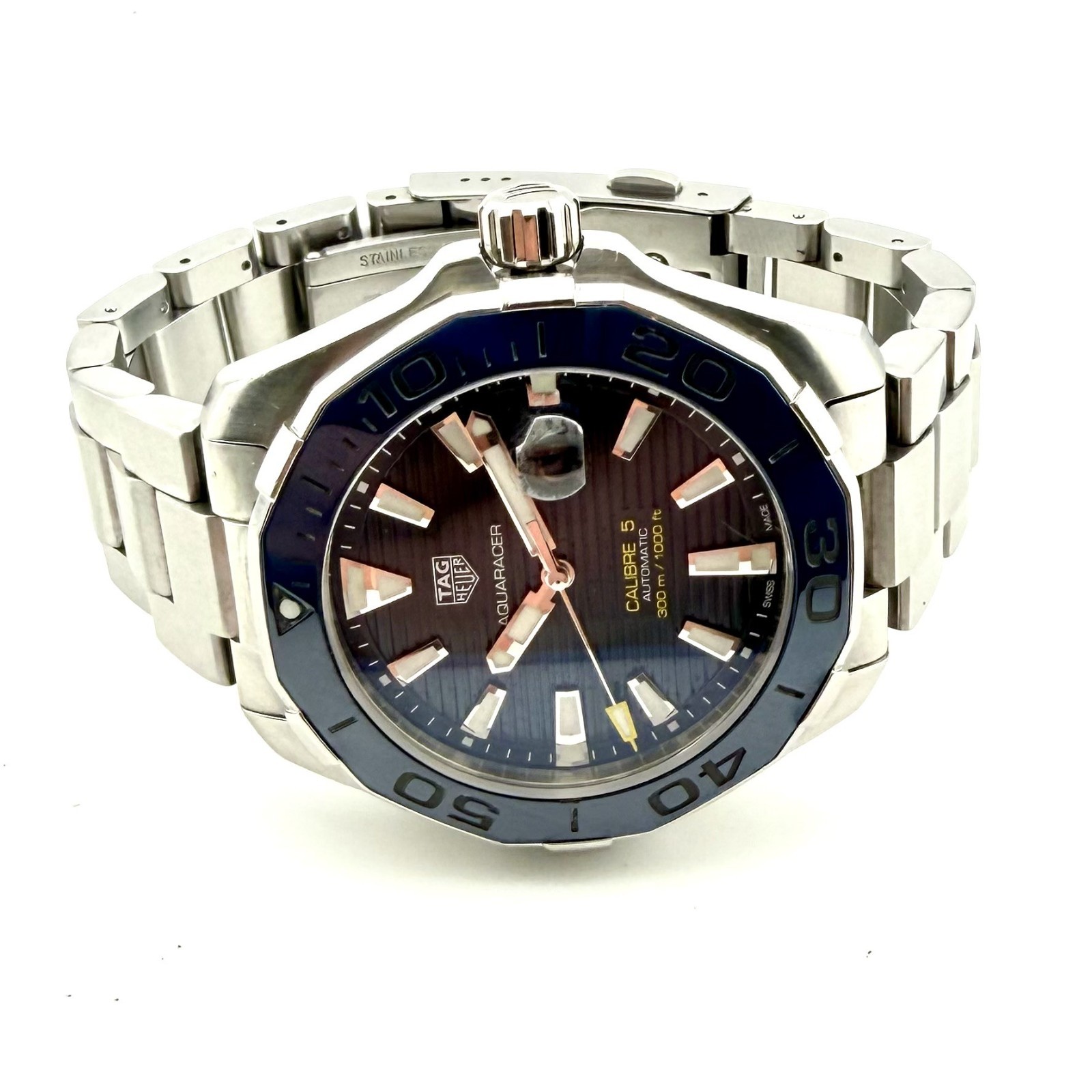 TAG HEUER AQUARACER CALILBRE 5 AUTOMATIC 43MM BLUE CERAMIC BEZEL REF: WAY201B