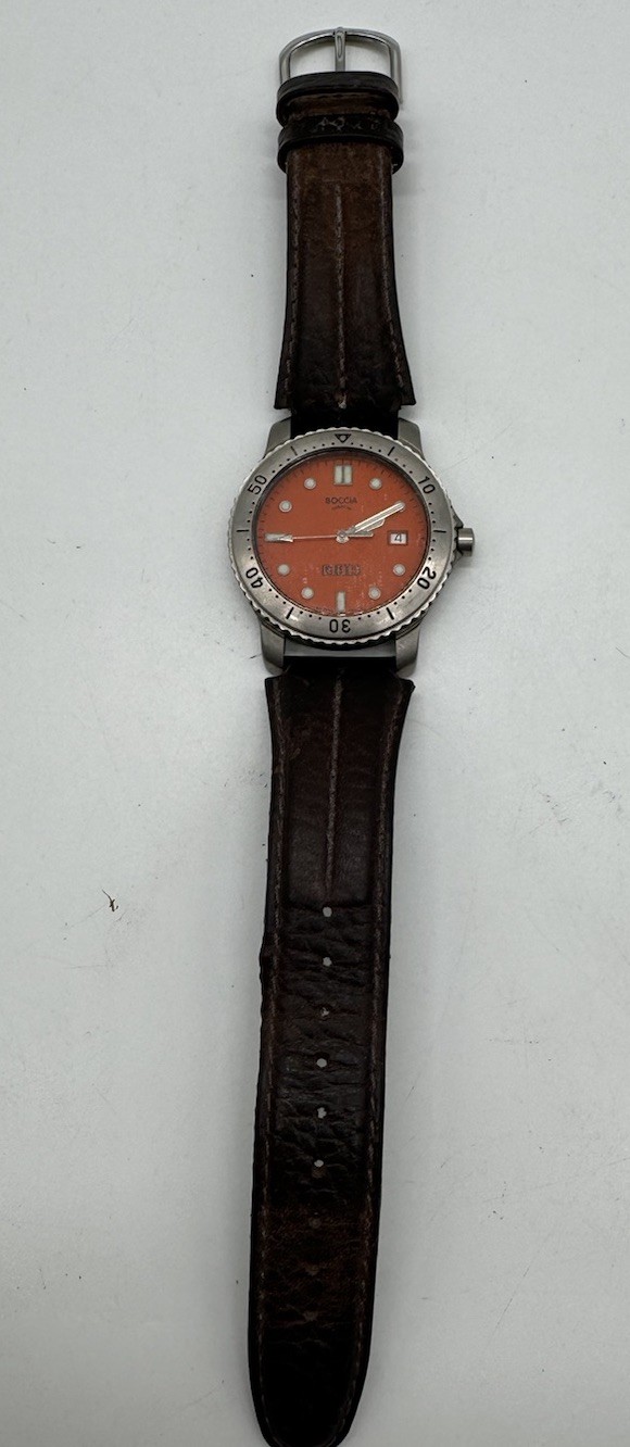 Boccia Titanium Watch Men’s All Titanium Metal Allergy Compatible Leather Band