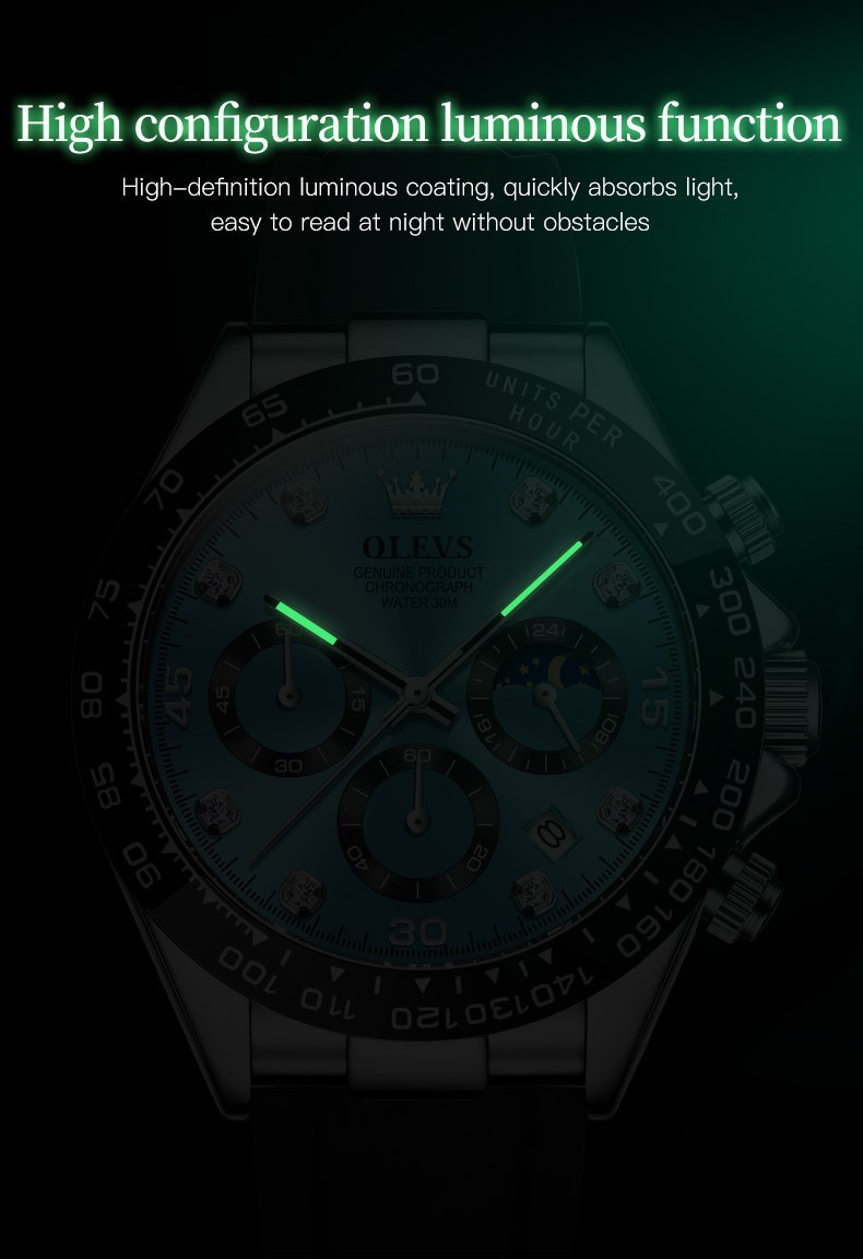 Waterproof Watch OLEVS Quartz Luxury Men’s Business Luminous Date Men Strap