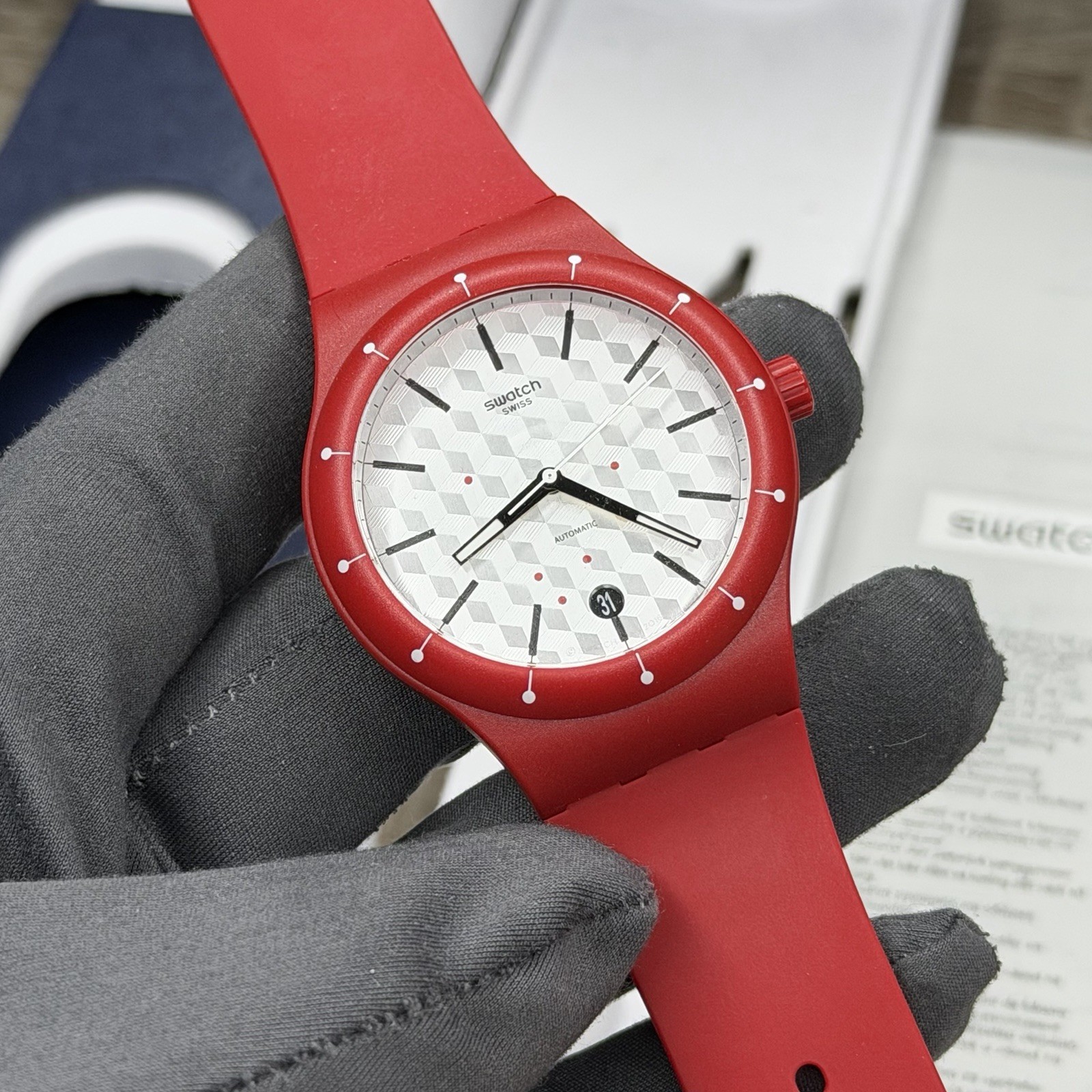 NEW✅AUTOMATIC✅ Swatch SISTEM CORRIDA Red Silicone Men’s Watch SUTR403