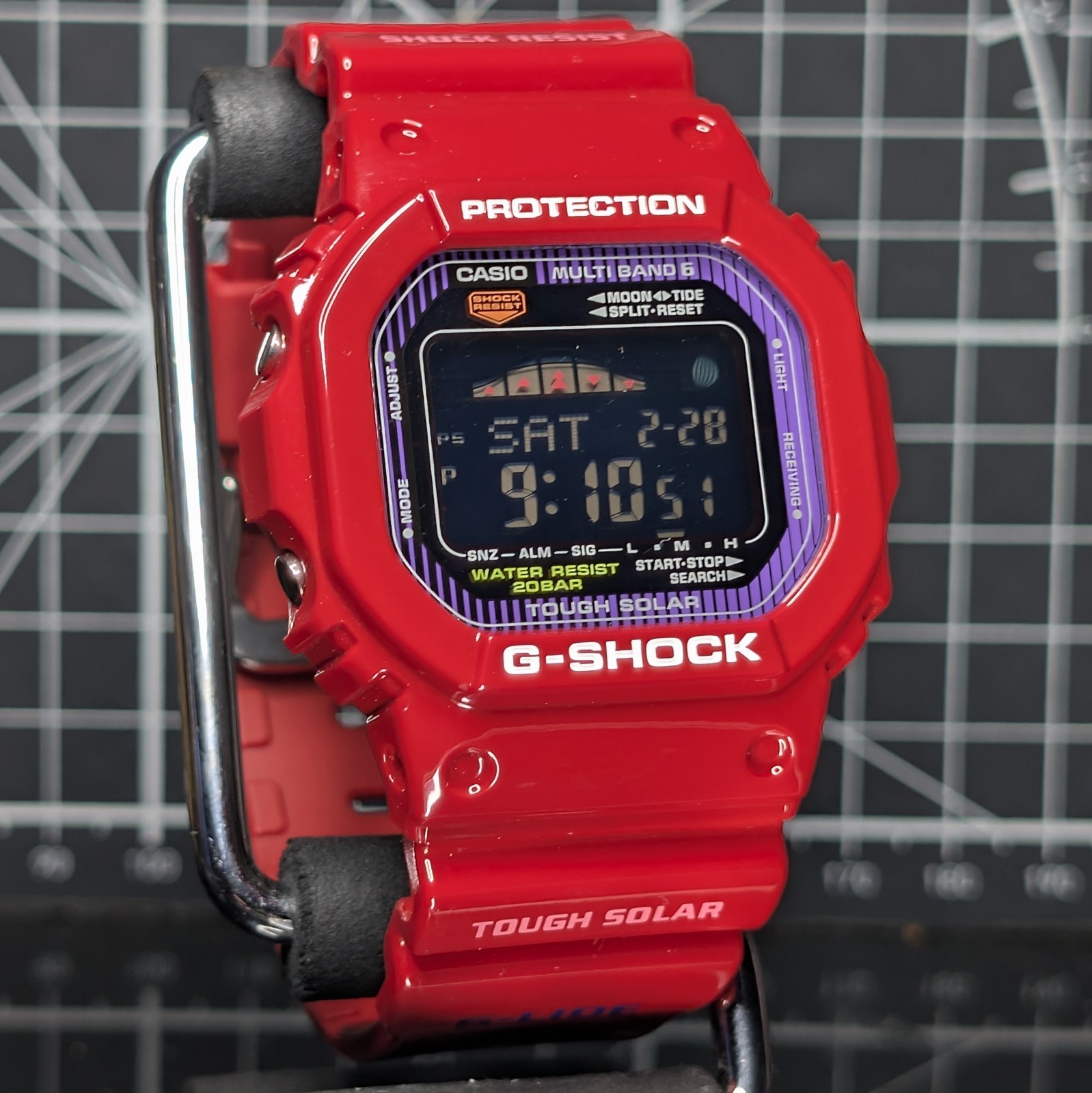 Casio G-Shock Summer GWX-5600 G-Lide Solar Multiband Red Square GWX-5600C-4