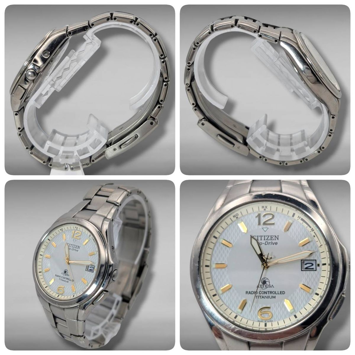 Citizen Attesa H410-T003788 Eco-Drive Radio Date White Dial Titanium Watch Japan