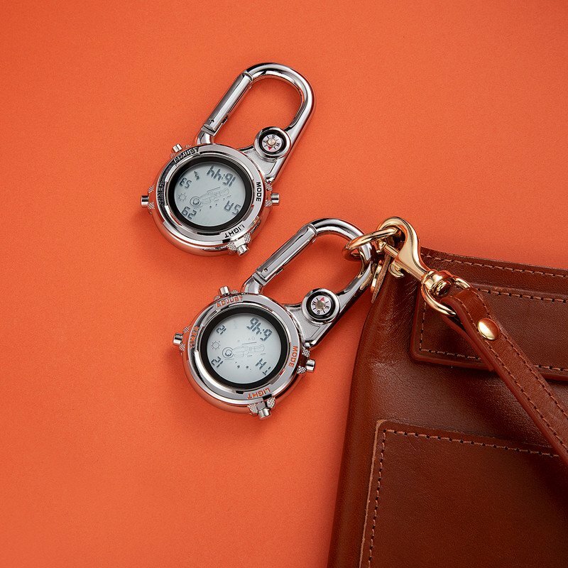 Multifunction Outdoors Backpack Clip-On Carabiner Compass Date Digital Fob Watch