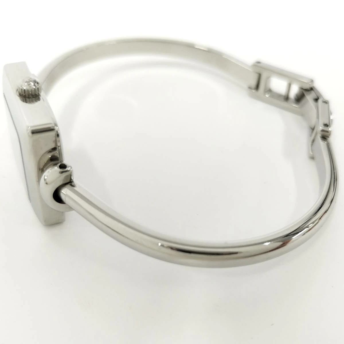 used GUCCI ladies wristwatch quartz square SS black dial 1900l