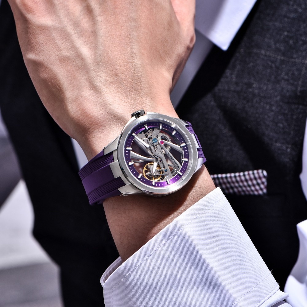 Men Automatic Mechanical Watch 42mm Skeleton Dial 100M Waterproof Sapphire Glass