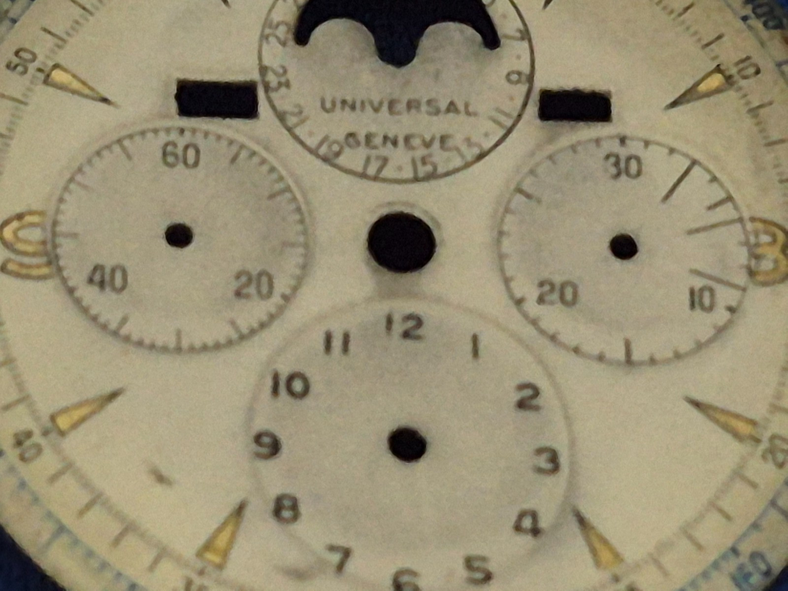 Universal Geneve Tri-compax Moon Phase Chronograph Dial 31.8mm Tri Compax Vintag