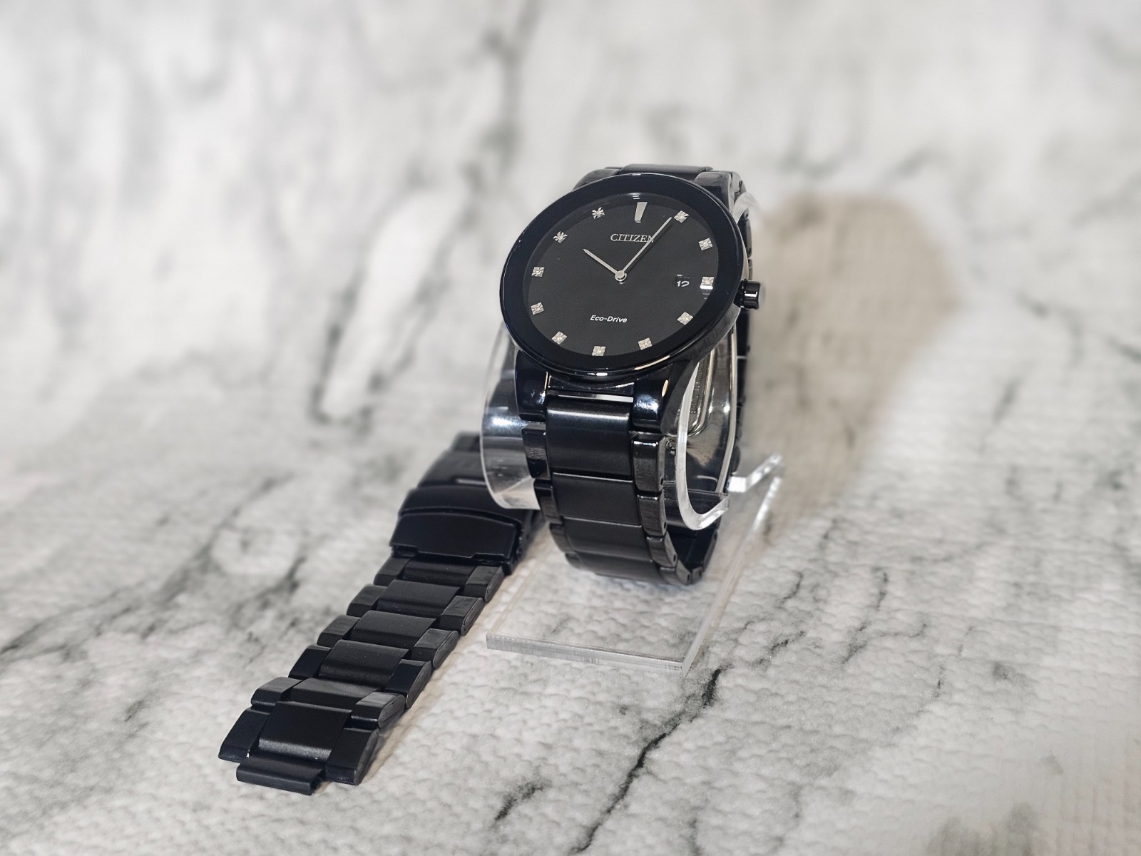 CITIZEN Eco-Drive J165-S086892 Axiom Black Diamond Accent Men’s Watch