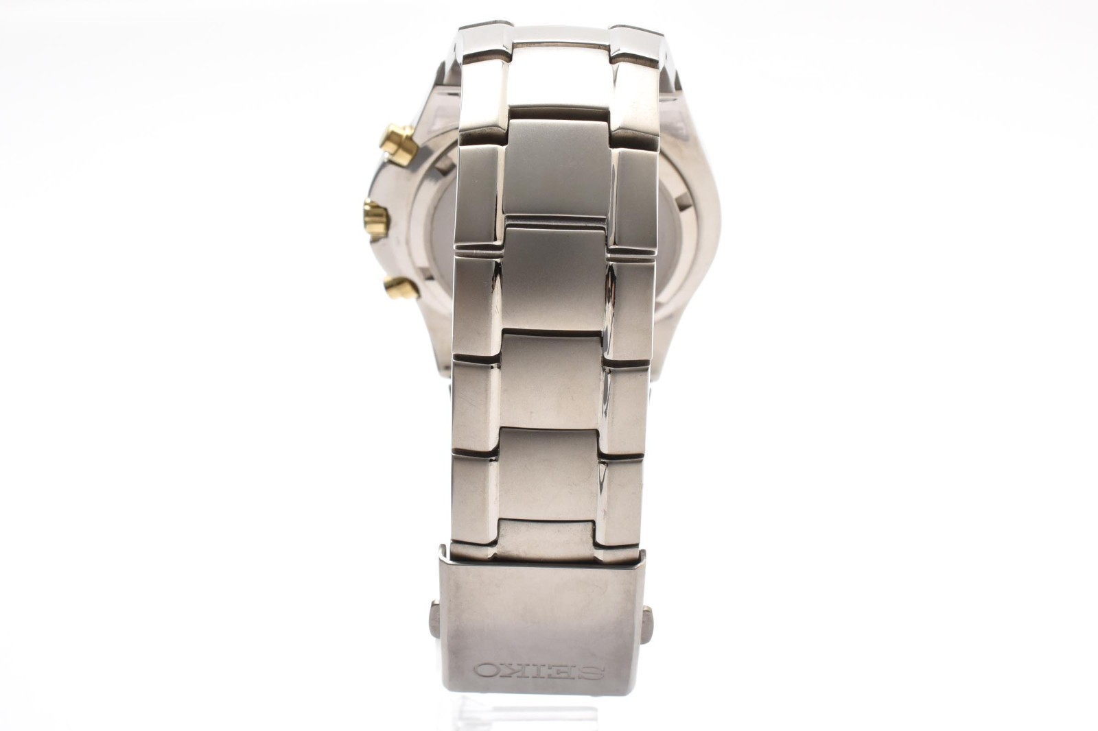 Seiko 7T92-0ED0 Chronograph Titanium 100M Black Gold Dial Quartz Men’s Watch