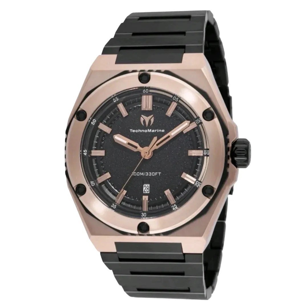 TechnoMarine Coral Legacy Men’s Chronograph Watch 45mm Rose Gold Black TM 416063
