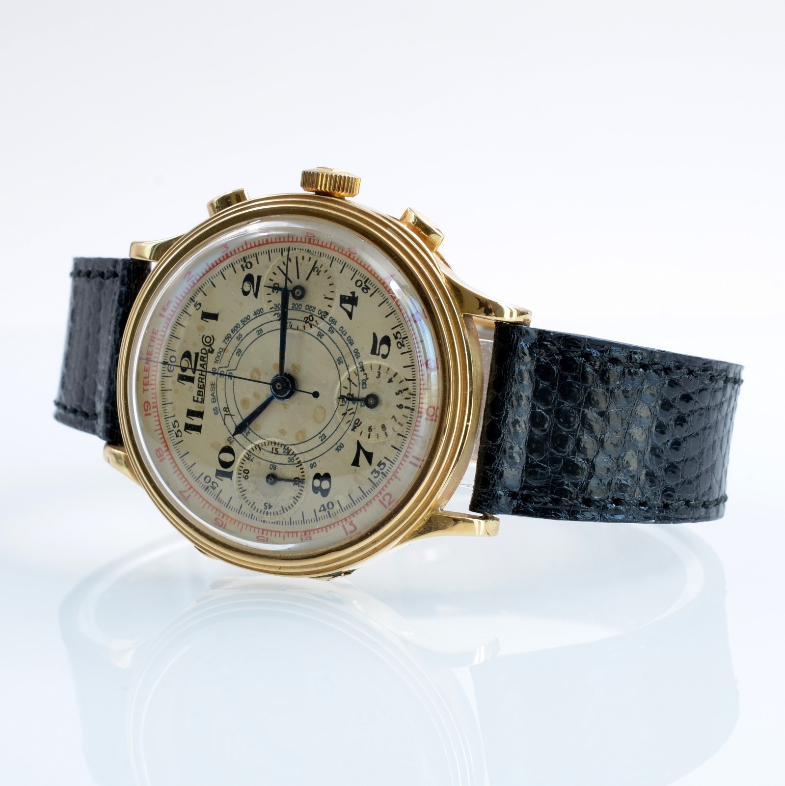 EBERHARD & CO Pre-Extrafort Tri-compax Oversize yellow gold 18KT 1937 very rare