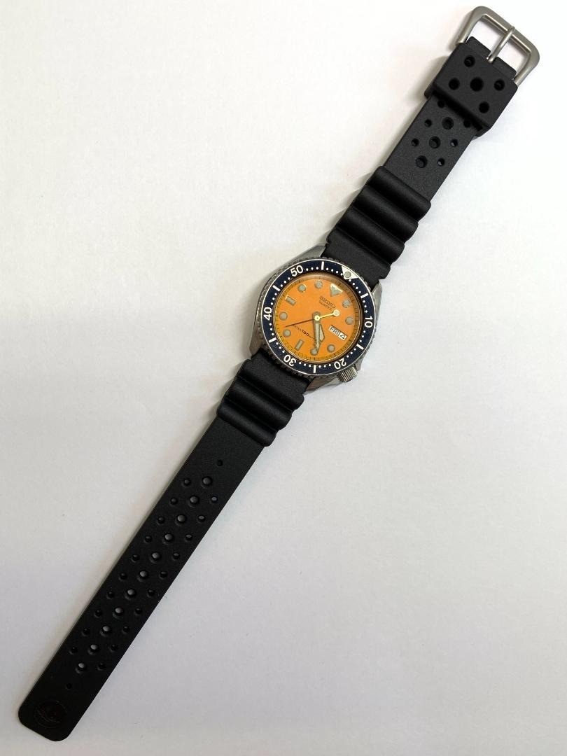 [EXC+5] Vintege Seiko Diver 6458-600A Orange Dial Day Date Qz Men’s Watch