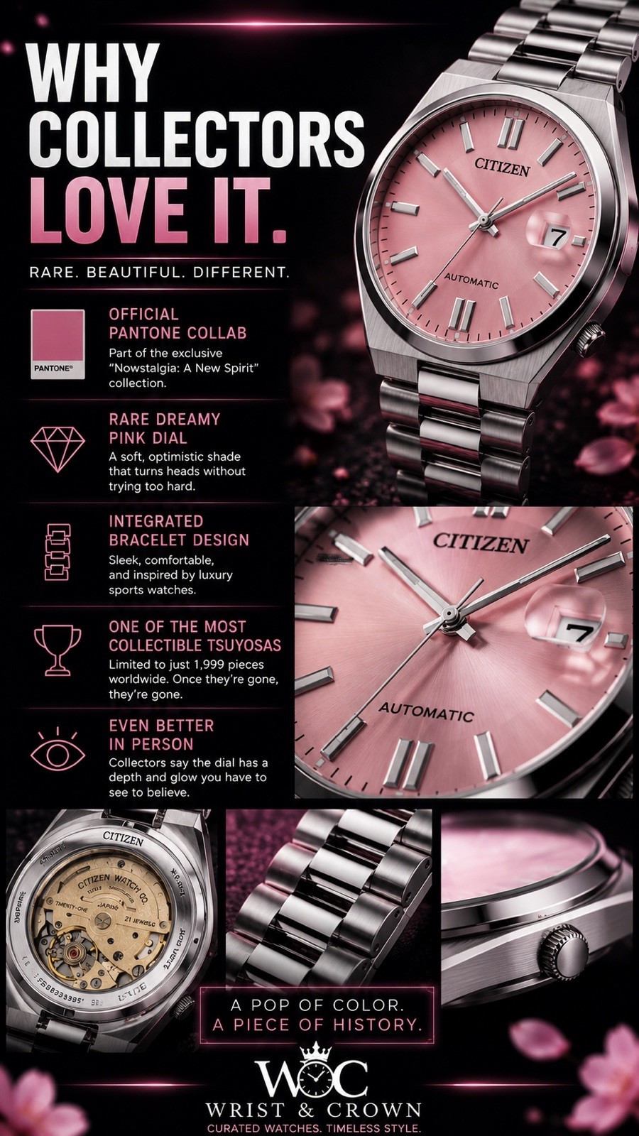 Citizen Tsuyosa NJ0158-89X Automatic Watch Pantone Dreamy Pink Limited Edition