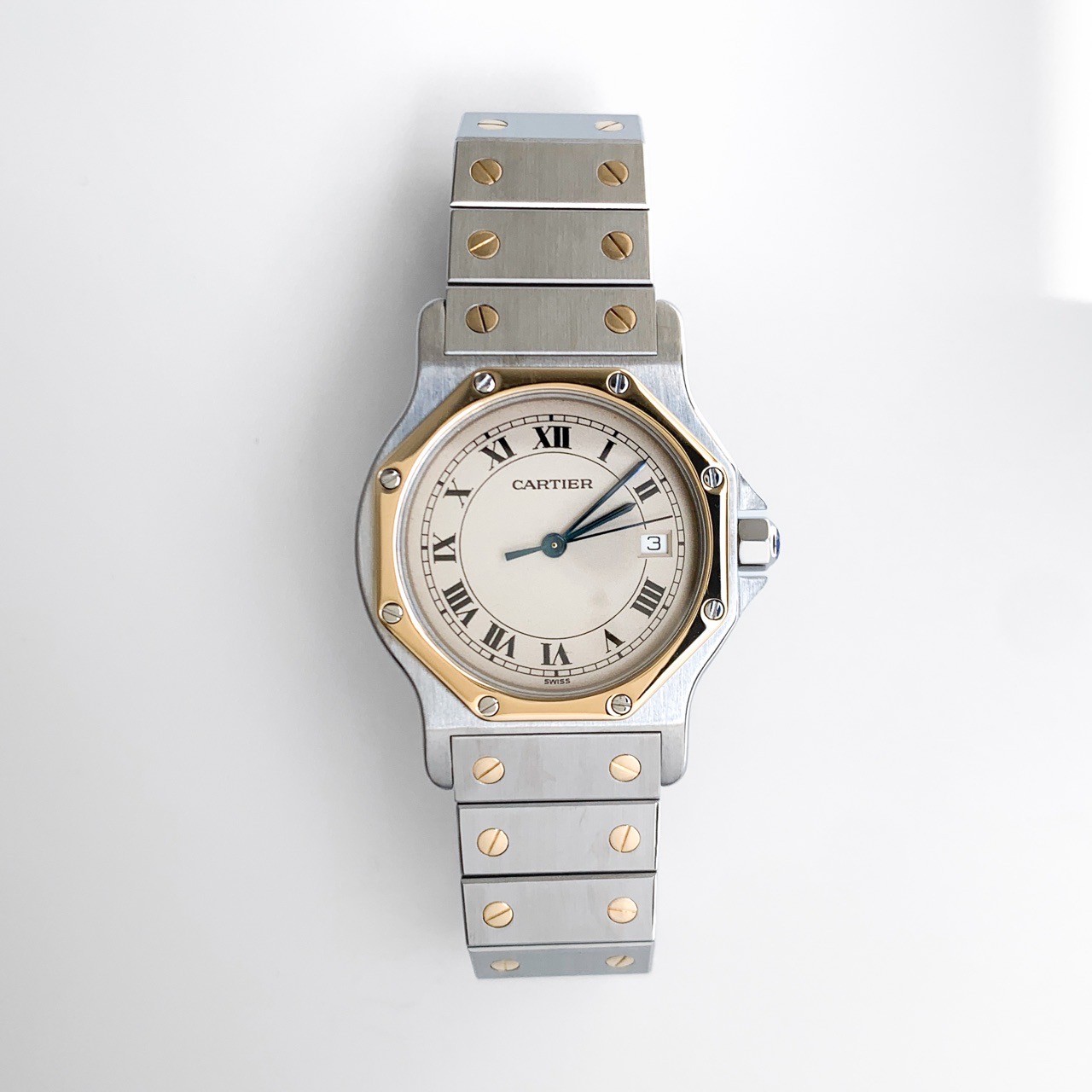 CARTIER Santos Octagon LM Date 3-Hand Two-Tone unisex Watches Watch