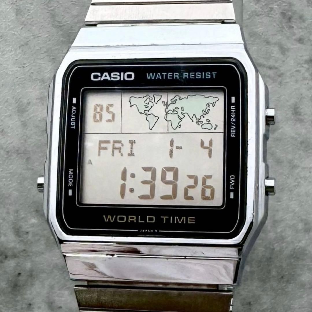 80s New Battery Grade Operational CASIO A300U World Time World Map