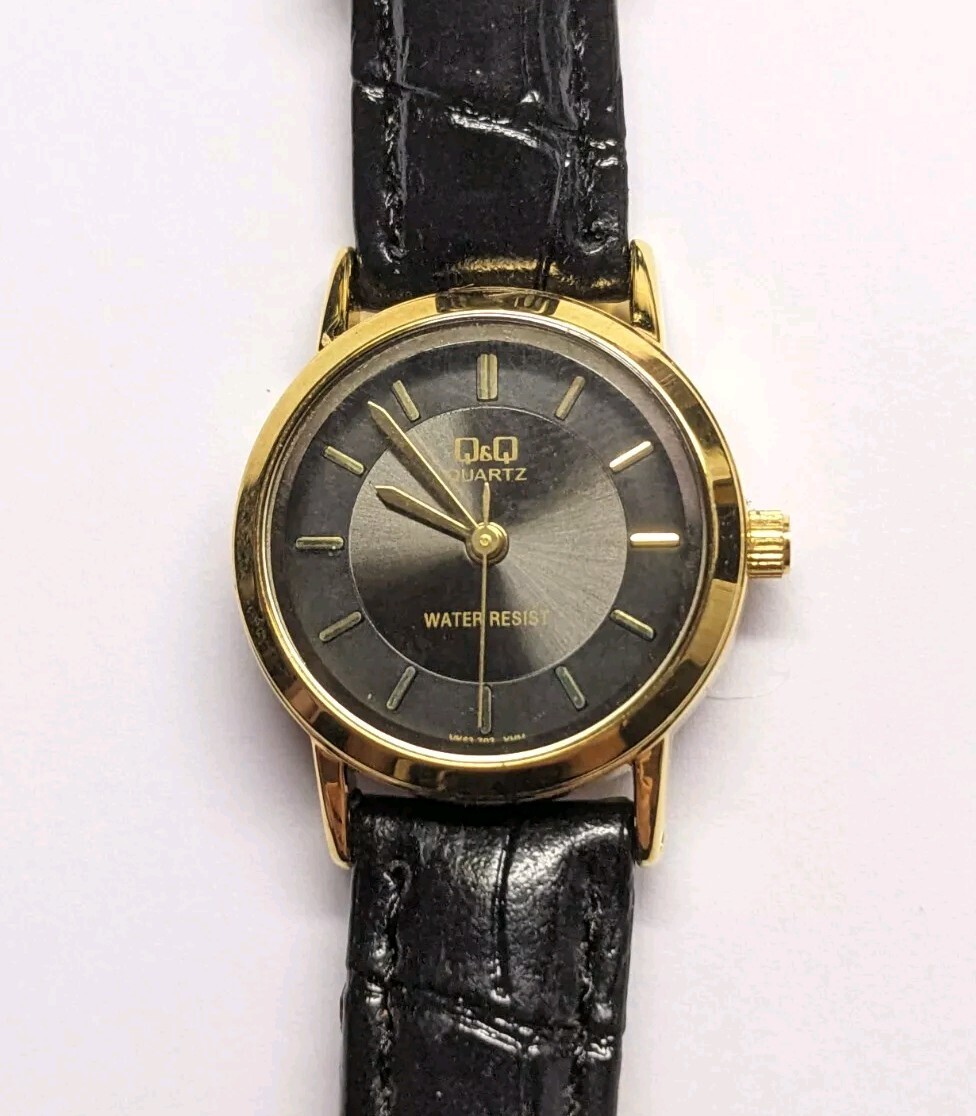 Q&Q By Citizen Ladies Womens Quartz Watch 3 Bar 24mm Leather Band New Battery