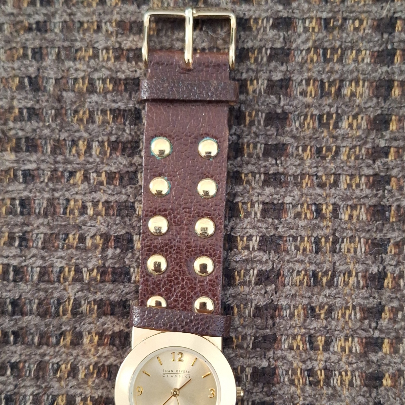 Joan Rivers Classics Women’s Quartz Watch Gold Case Brown Leather 30mm