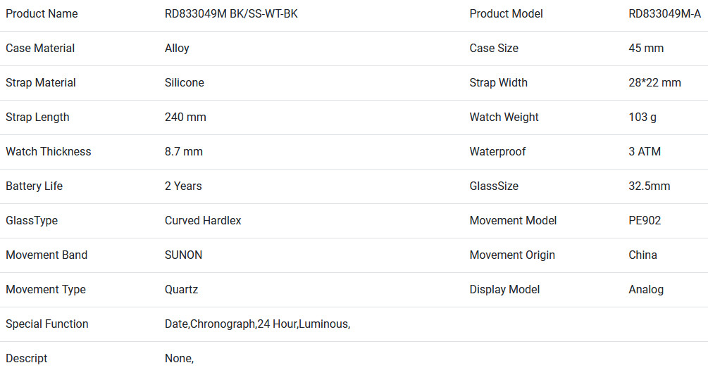 REWARD Men’s Business Luminous Multifunction Chronograph Calendar Quartz Watch