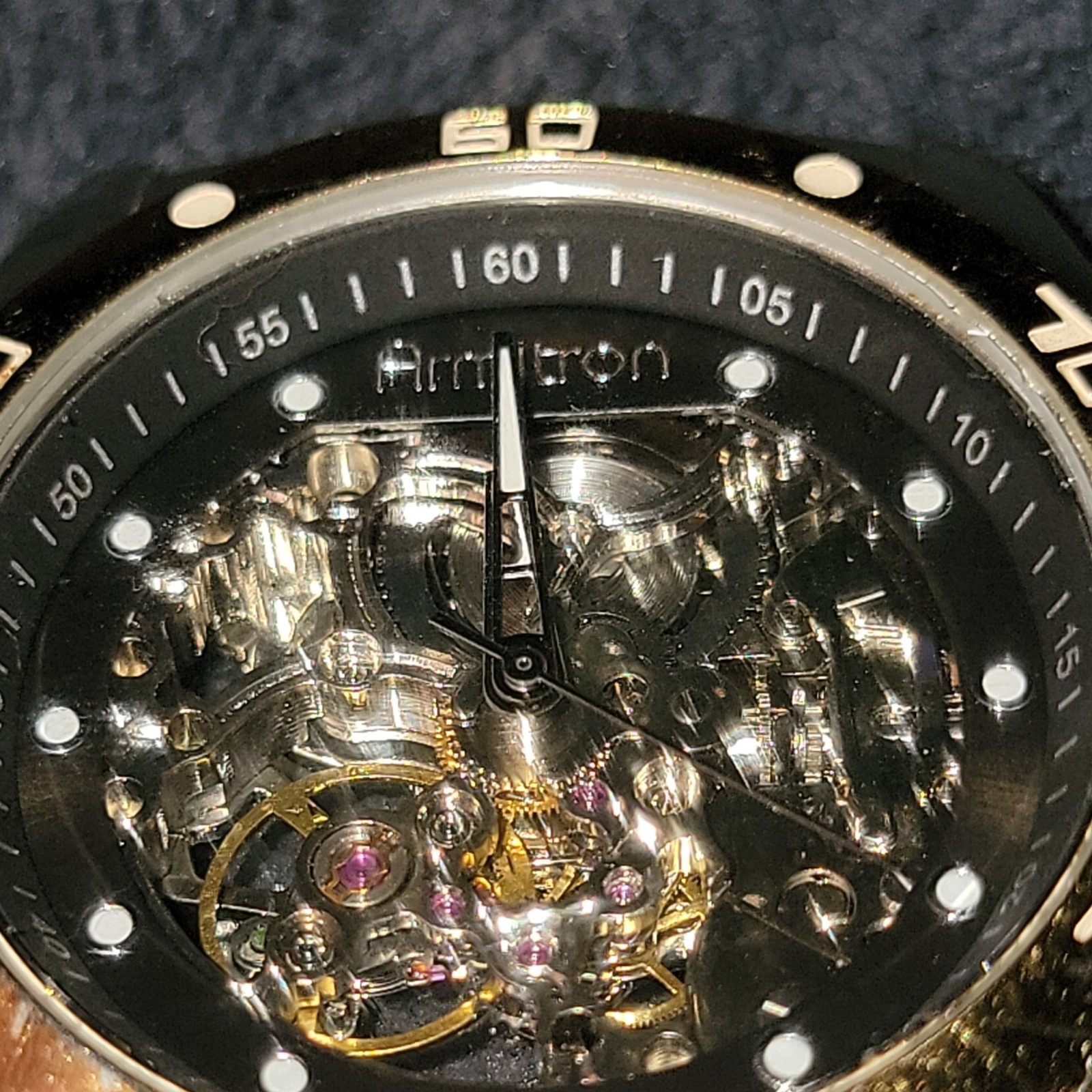 Armitron Men’s Mechanical Automatic Analog Watch Skeleton Dial Gold Bezel