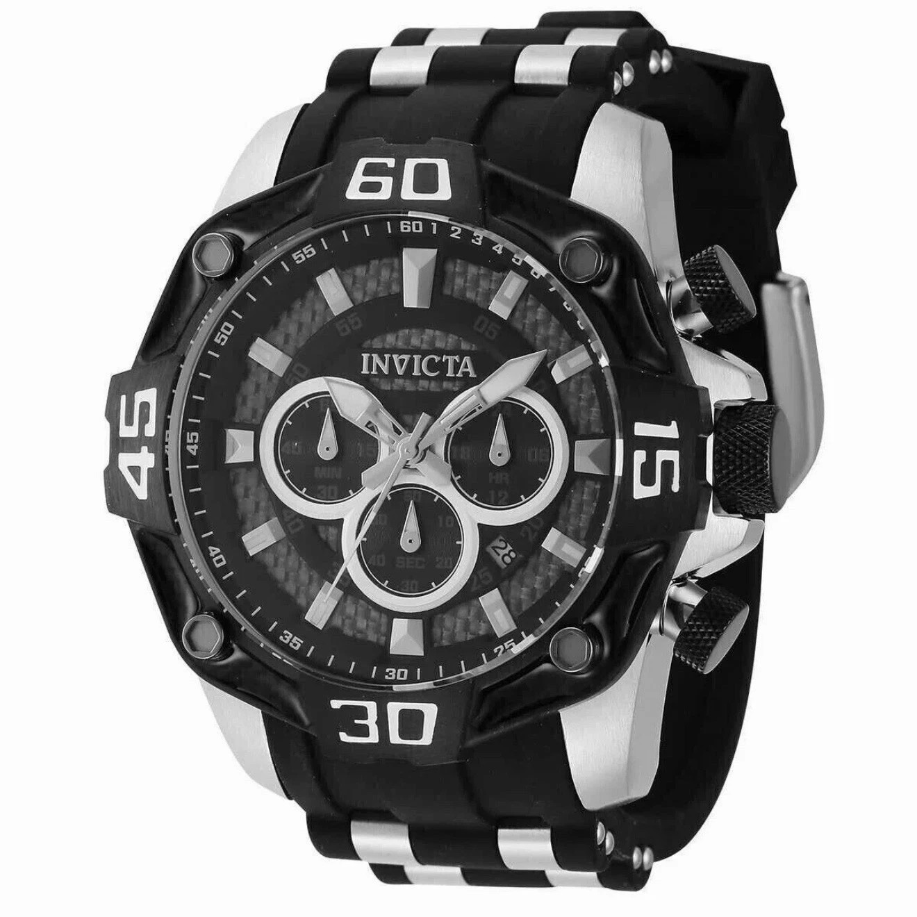 Invicta Men’s 44704 Pro Diver Chronograph Carbon Fiber Dial & Bezel 100M