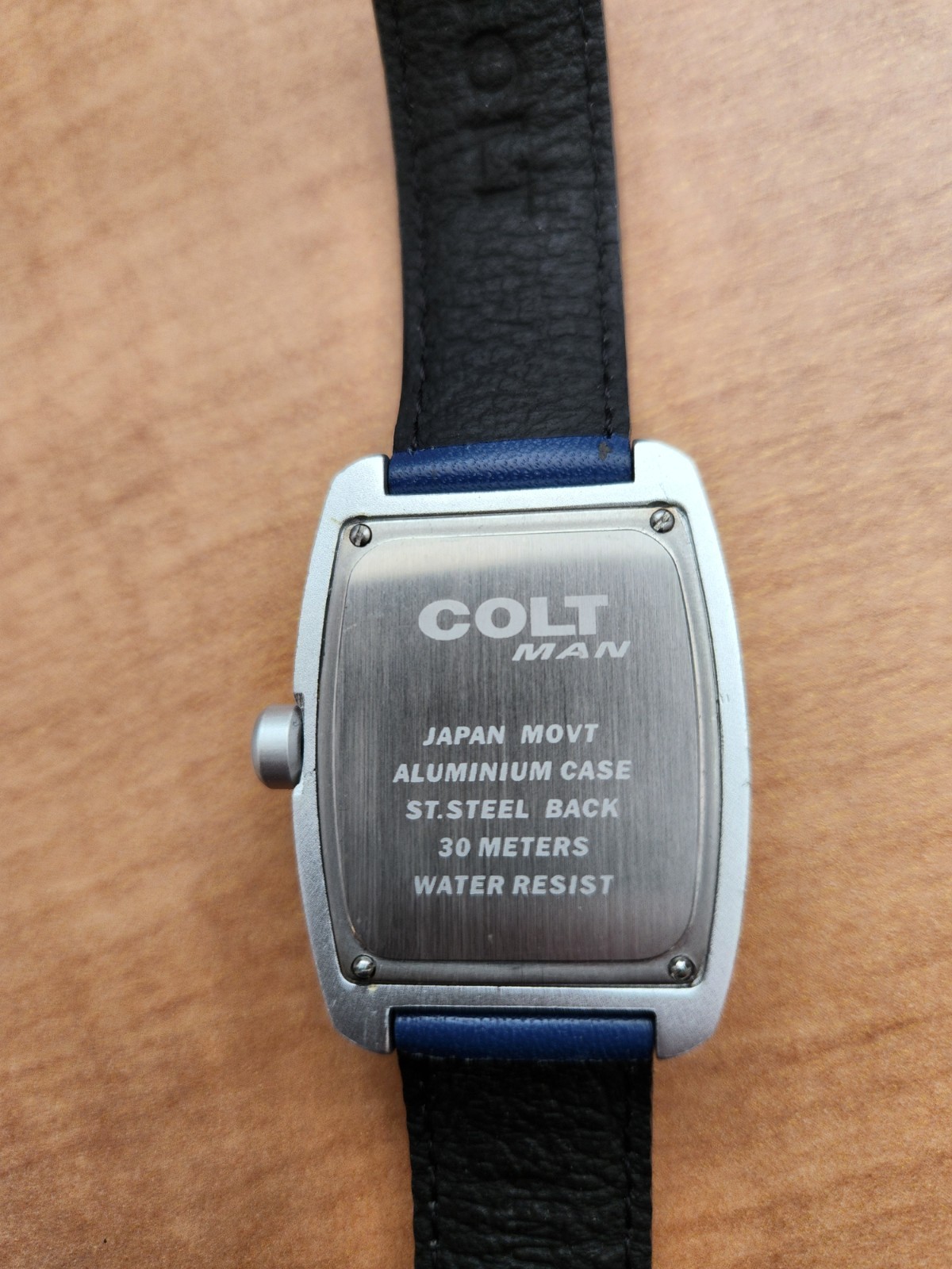 Vintage 1990s COLT MAN STUDIO WATCH- Rare Blue Dial Matte Aluminum Case – New
