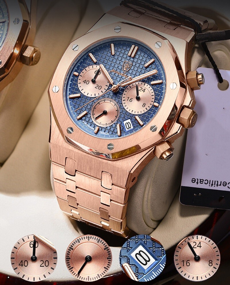 KC POEDAGAR Men Chronograph Quartz Wrist watch Business Luminous with box