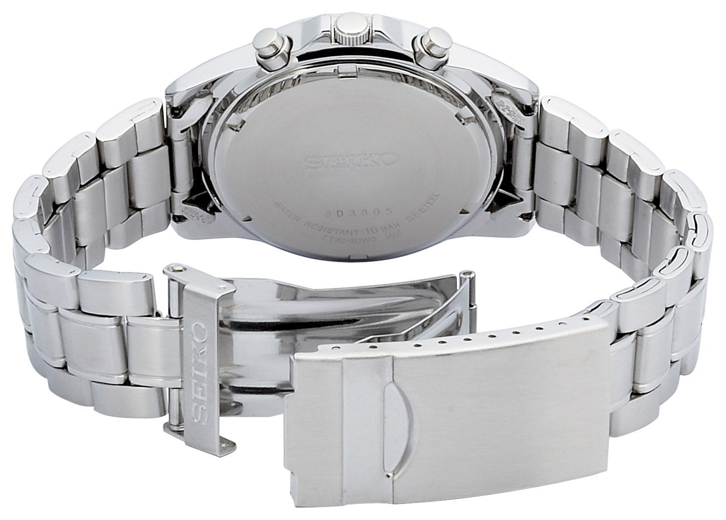 SEIKO Chronograph SND367PC Black Silver Men’s Watch New in Box