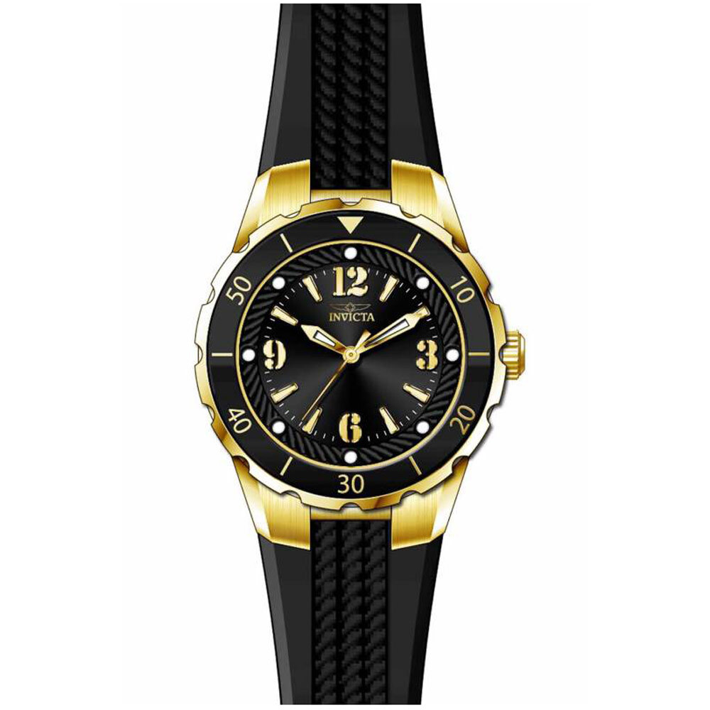 Invicta 17486 Women’s Angel Black Dial Black Strap Watch
