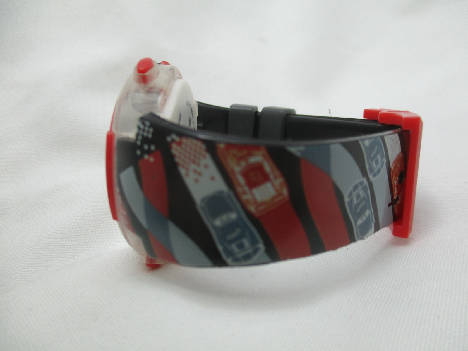 Disney Pixar Digital Wristwatch Red Black Gray Blue Buckle Band Car Themed