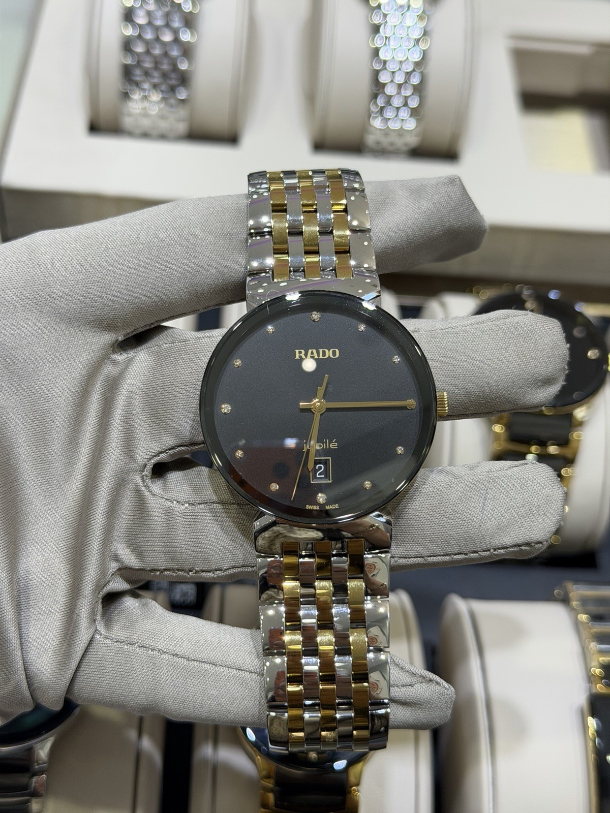 Rado Florence Quartz 38mm Black Diamond Dial Two-Toned Men’s Watch R48912743