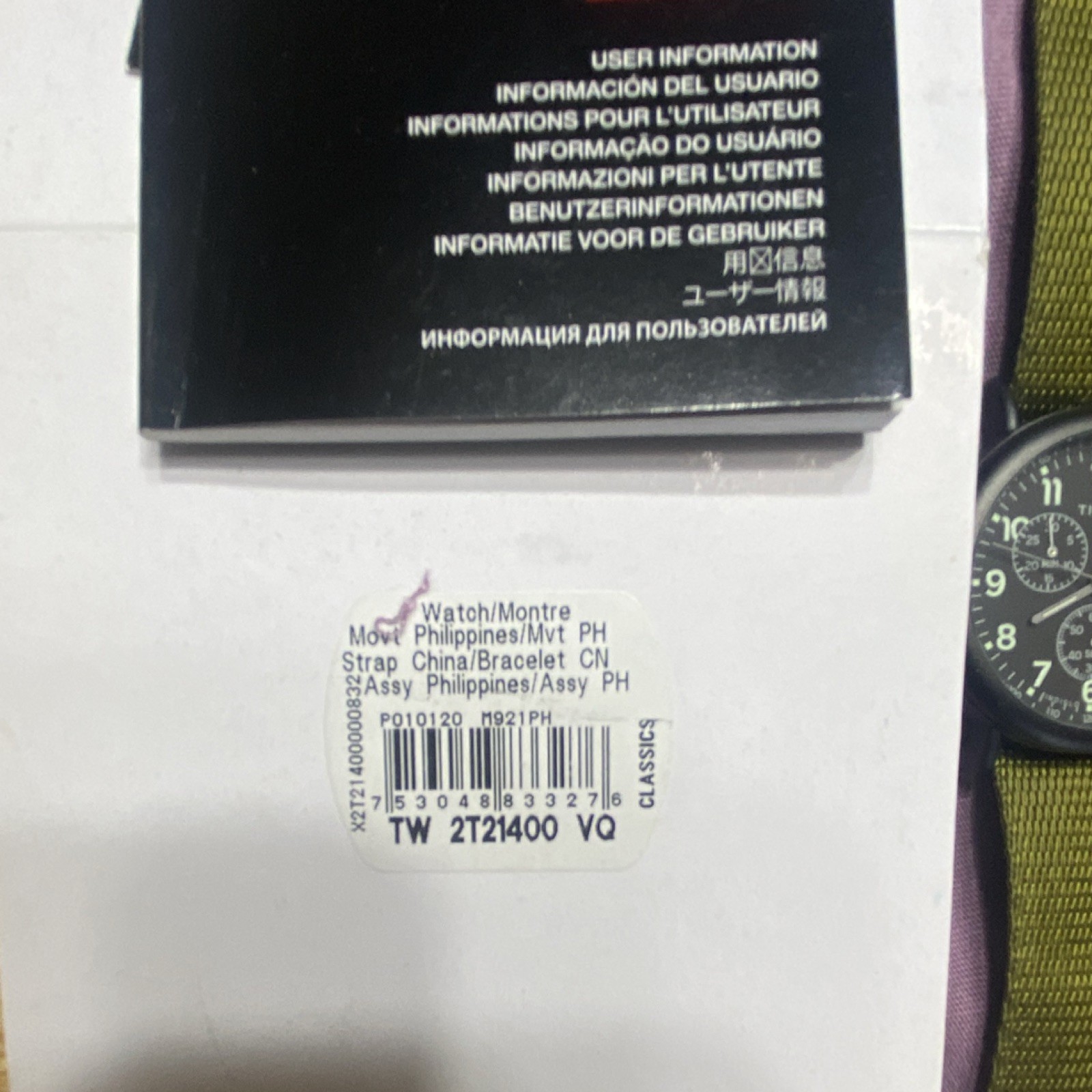 Timex Standard Chronograph Date Quartz 41mm Black Dial Green NATO Strap Box