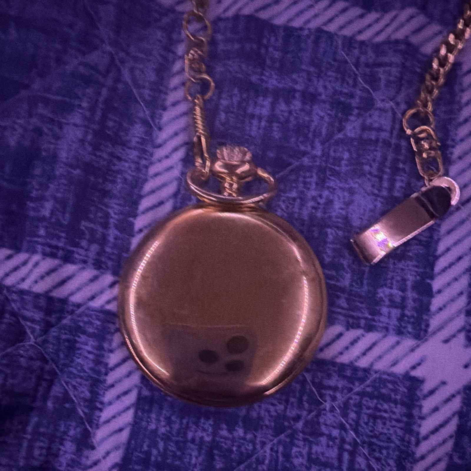Quartz Full Hunter Pocket Watch Yellow Gold Tone Silver Dial Date w/ Chain