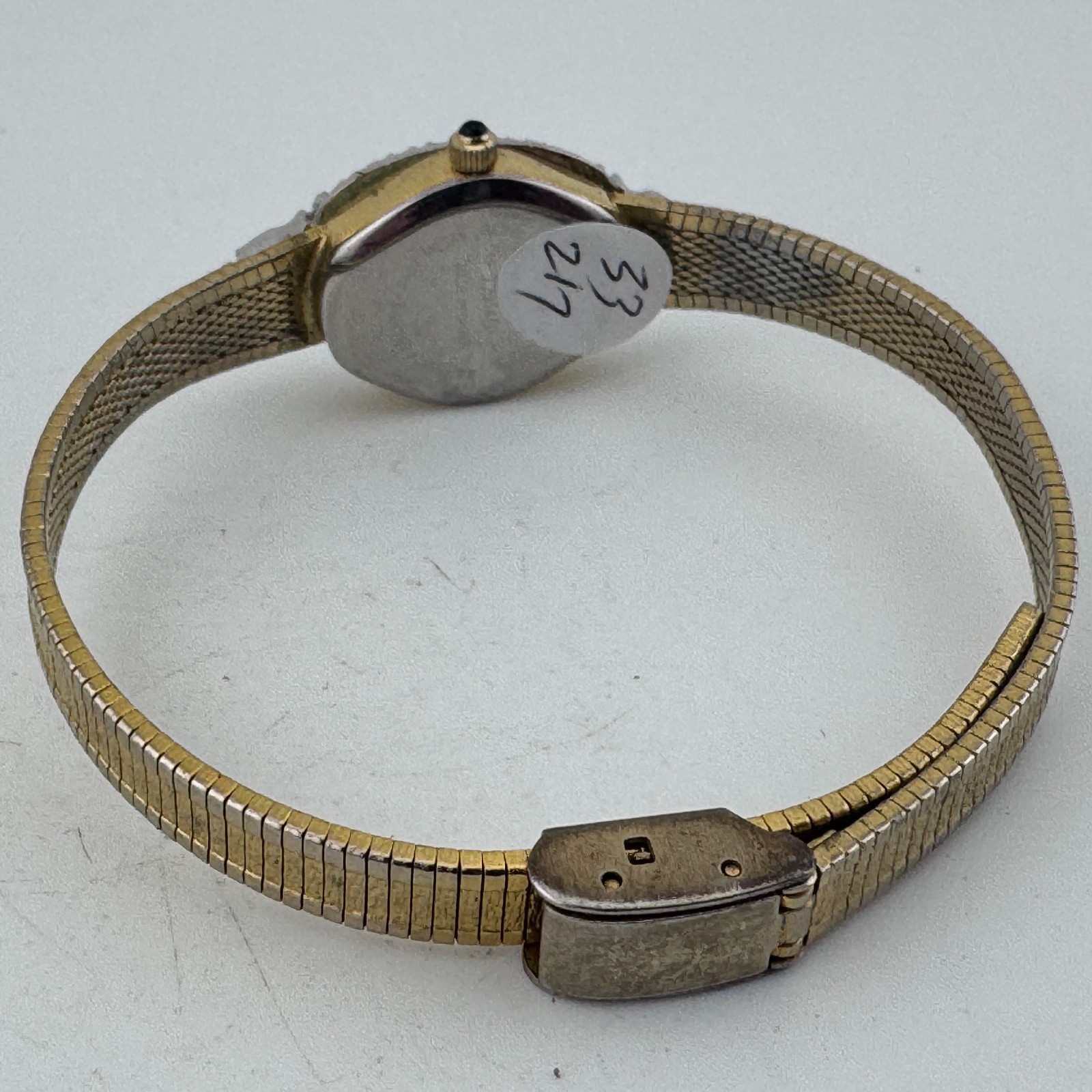 VTG Dufonte Quartz Watch Women Genuine Diamonds Gold Tone Barrel MOP New Battery