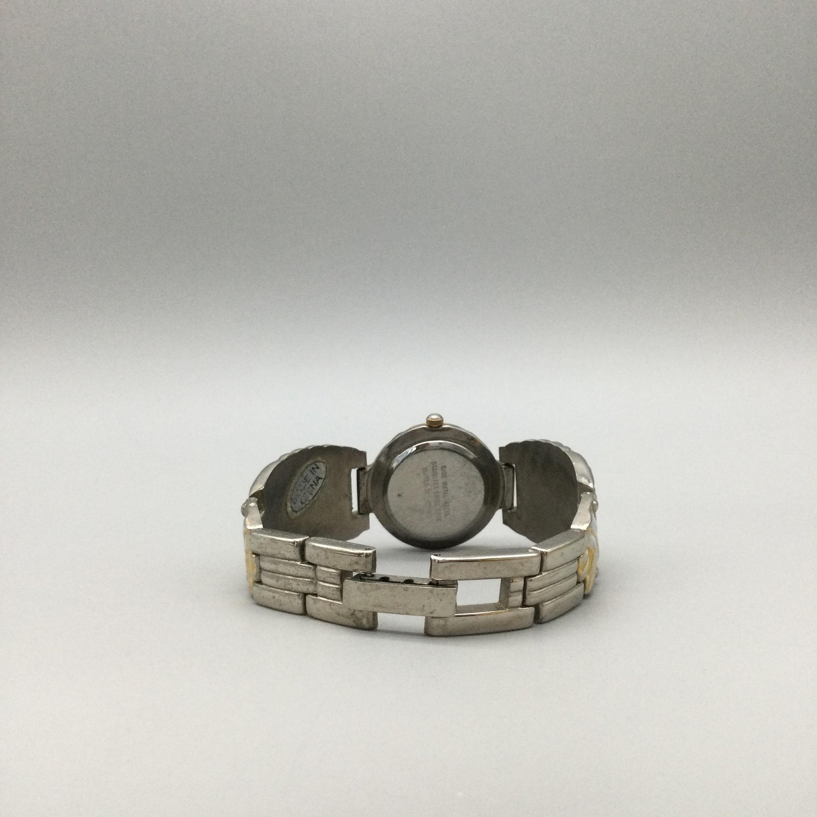 Amstar Womens 26mm Watch Two Tone Bracelet Rhinestone Bezel New Battery 6.75″