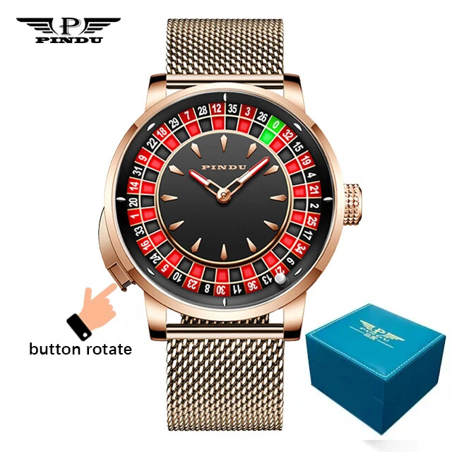 PINDU Men’s Watch European Button Roulette NH35A Automatic Casino Watch P6628