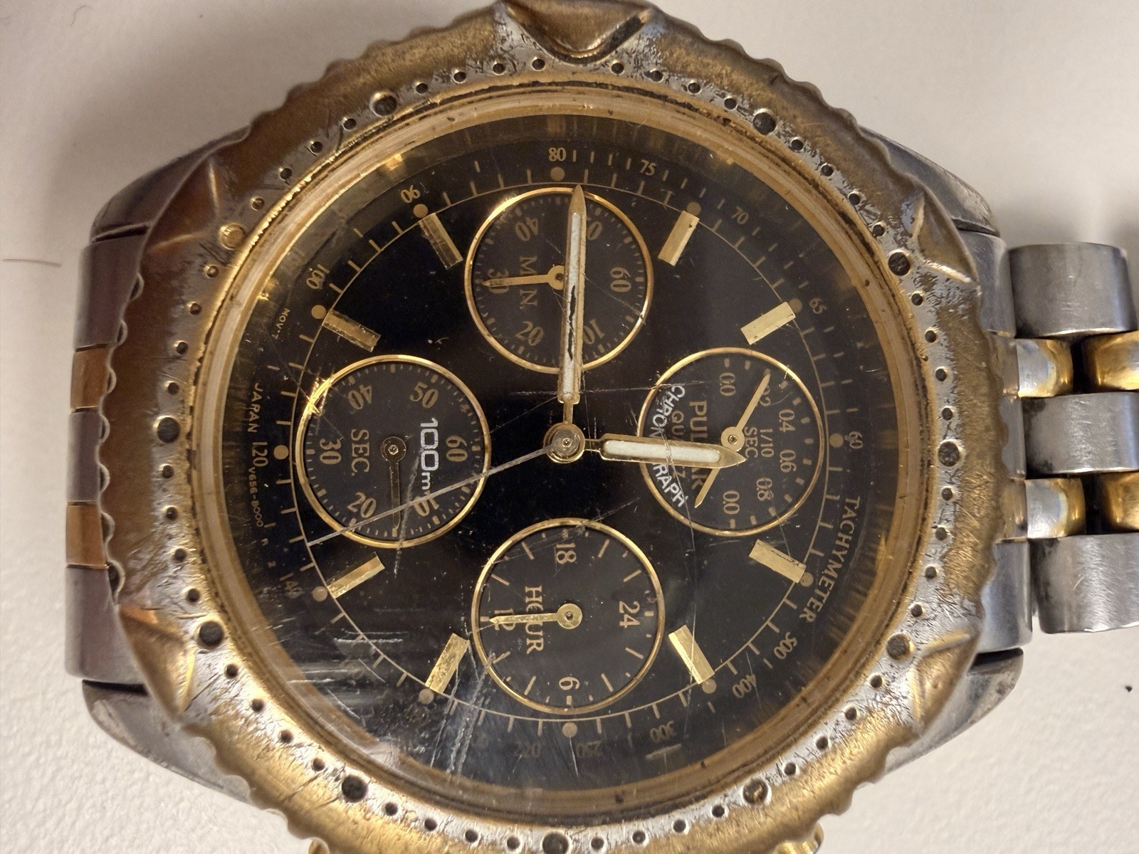 Pulsar 7T92-0CZ0 Quartz Chronograph Watch Runs Setting Issue Parts Repair