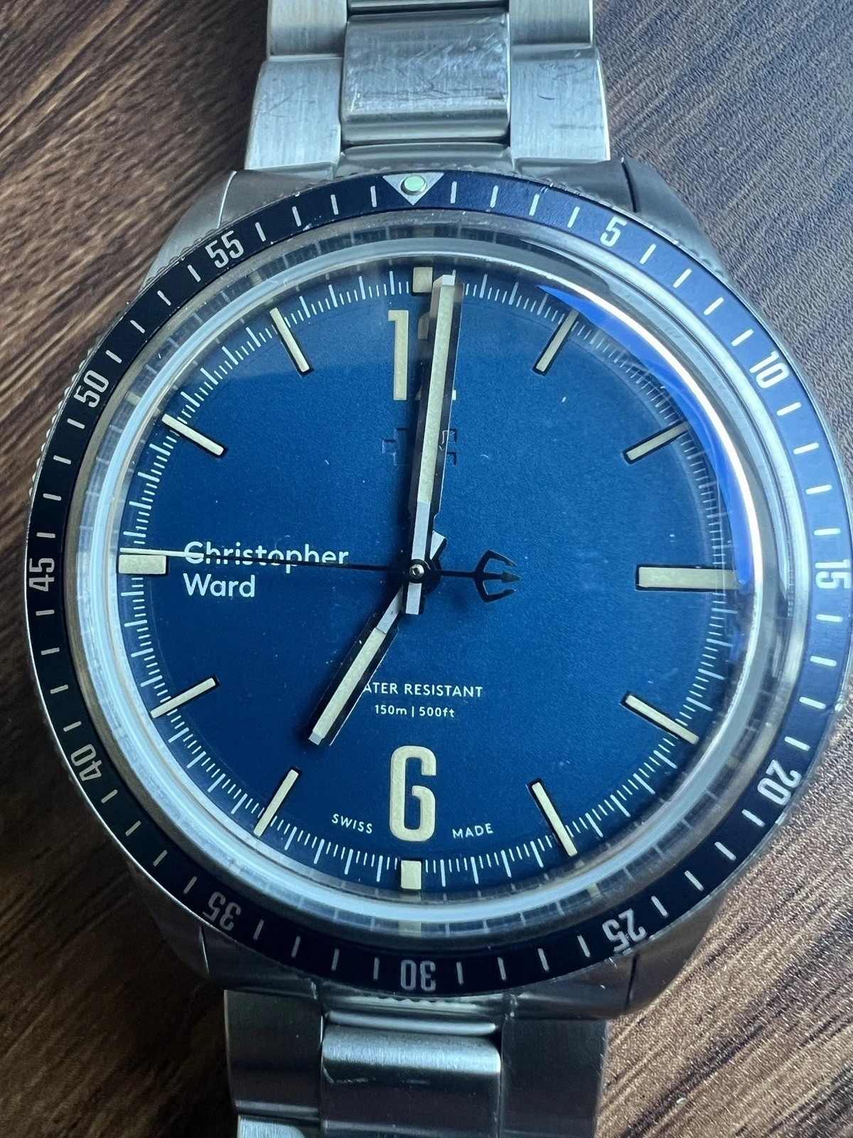 Christopher Ward Diver C65 Trident Blue 41mm Manual 22mm Lug 150m Box + Papers