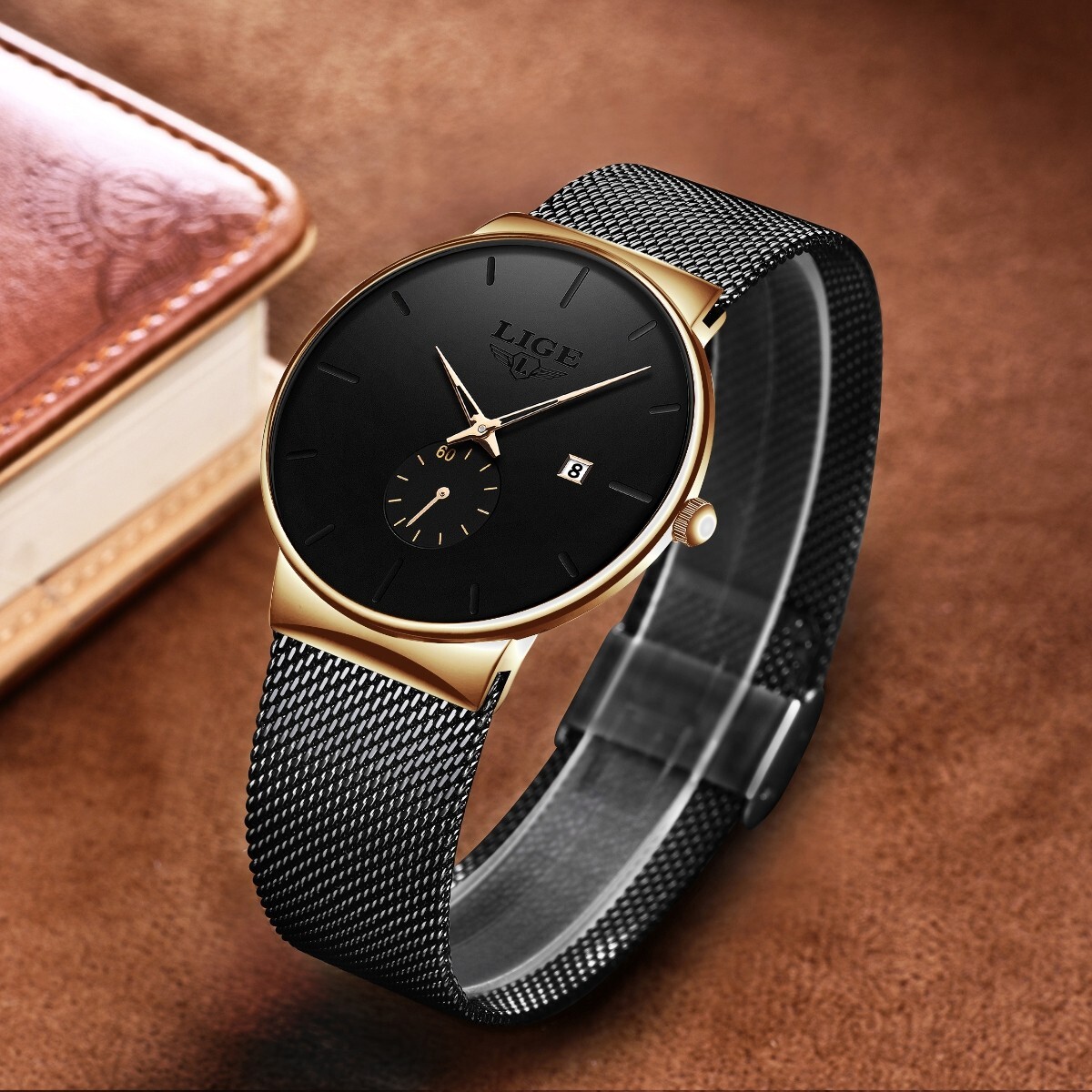 Men’s Watch Quartz Analog Calendar 3ATM Waterproof Business Man Daily Wristwatch